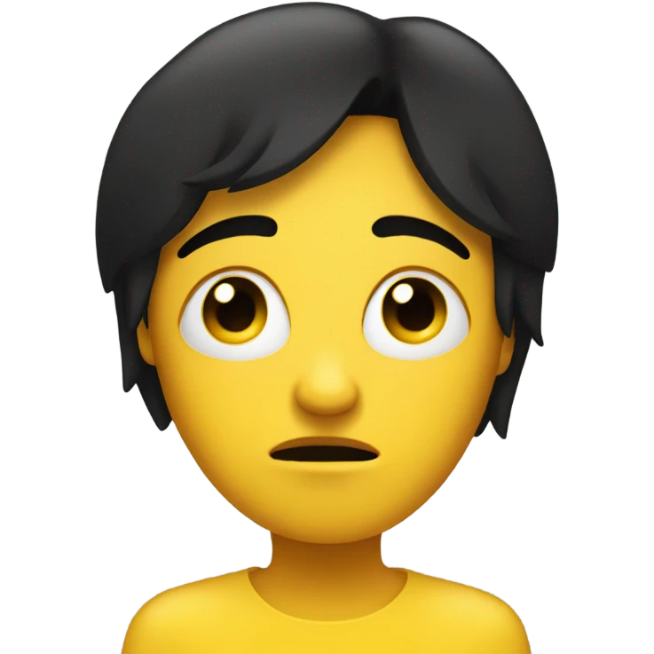 yellow sad face with black hair covering one eye emoji