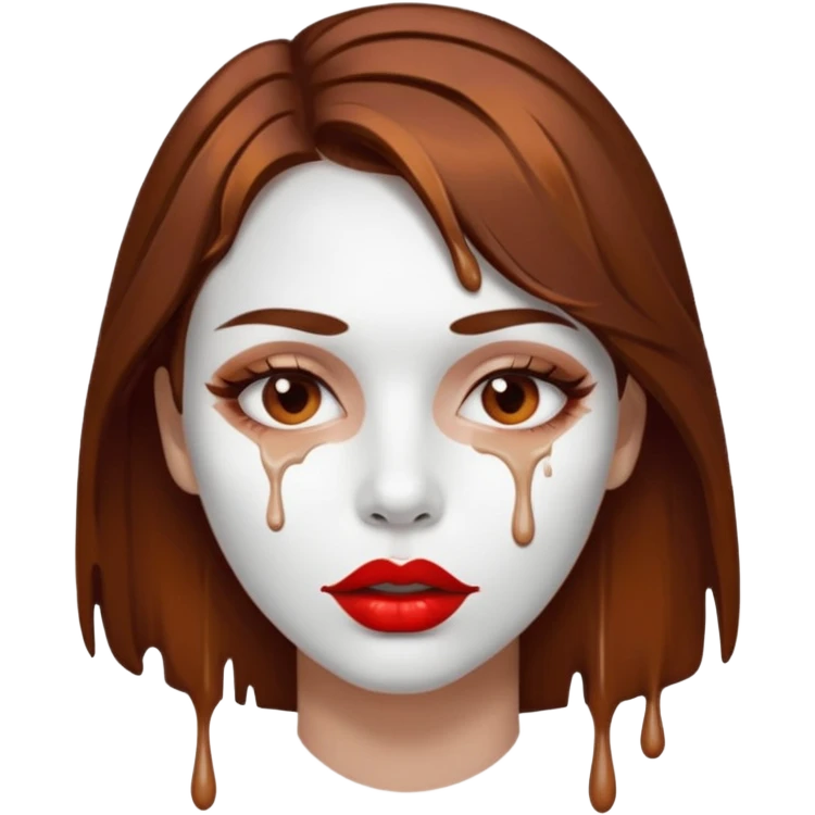Brown Hair Woman , white paint , drip, face, hot  Sexy, lips emoji