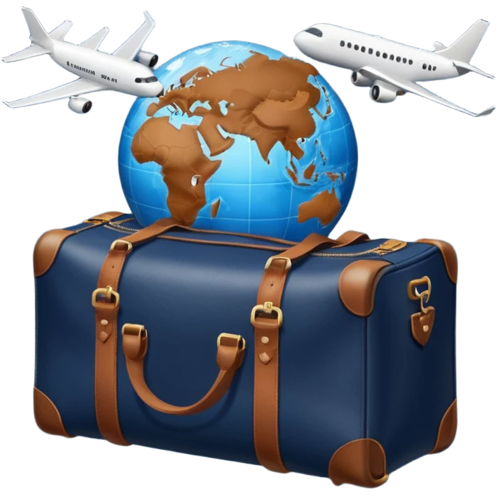 glob ,pass port, , travel bag , plane emoji