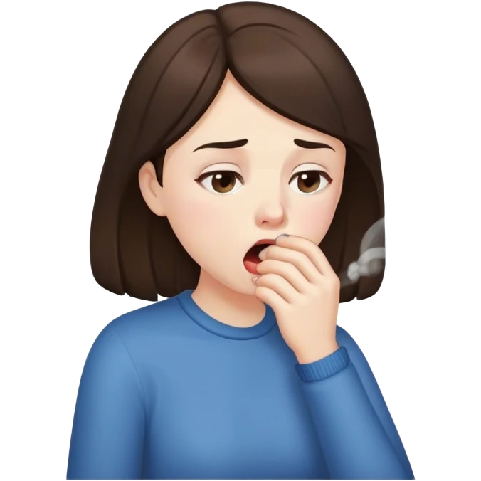 Brunette coughing  emoji
