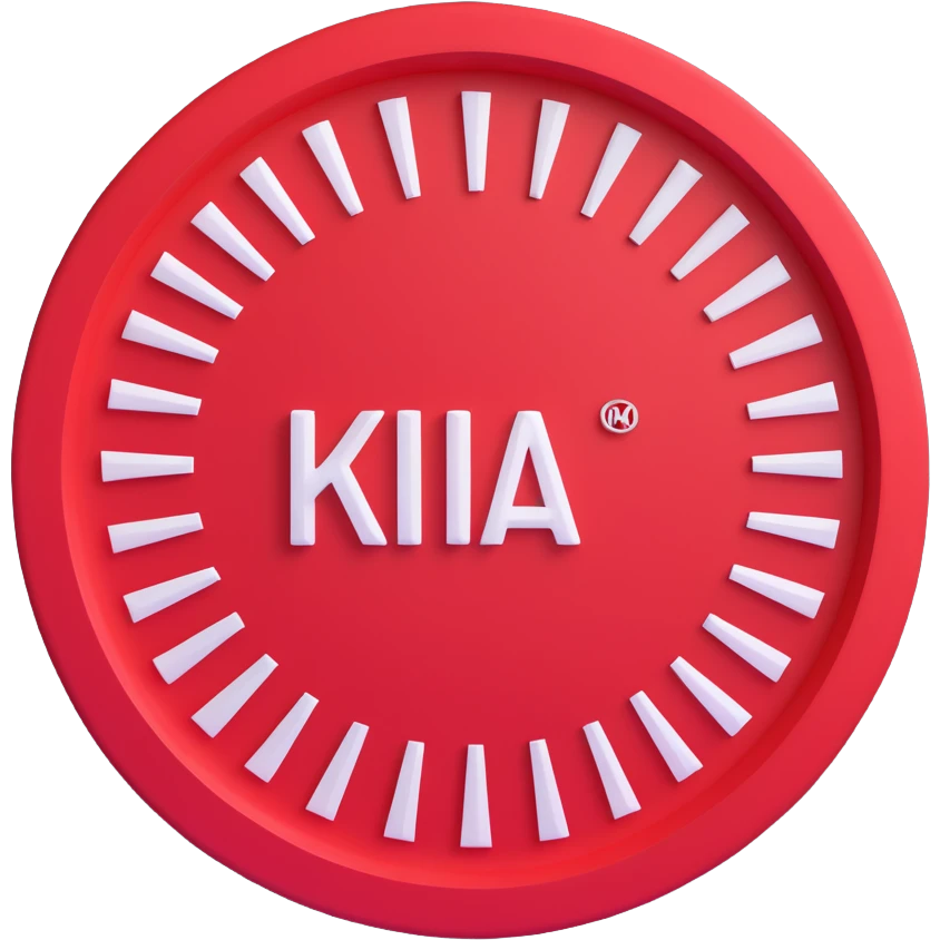 3D circular pattern with white "Kia" text in the center, red and white color scheme, modern style emoji
