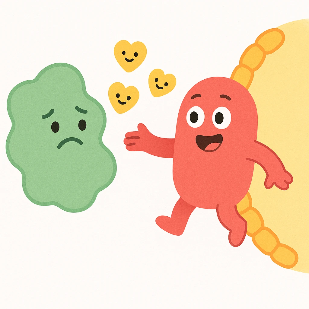Ultra-detailed emoji-style illustration of enzyme digestion: Red amylase breaking green starch into sugars near a yellow cell membrane. Clean white background, no text. Scientific but simple, cartoon-exact shapes emoji