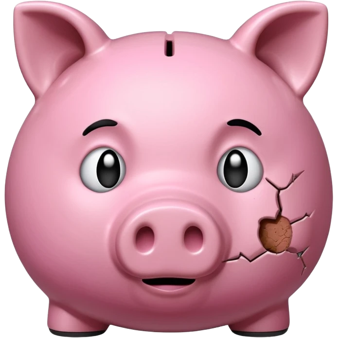 emoji of sad unhappy piggy bank, right view emoji