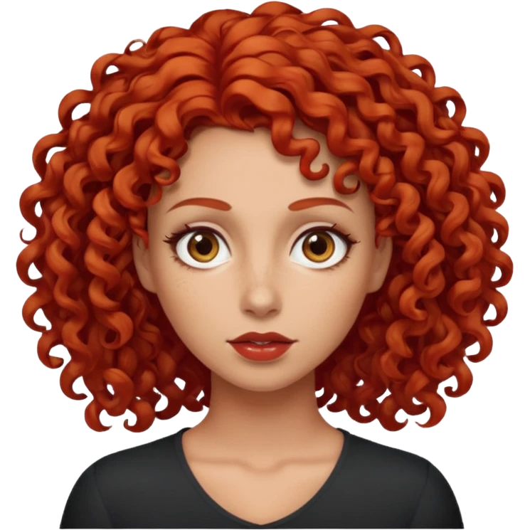 Morena do cabelo cacheado, vermelho emoji