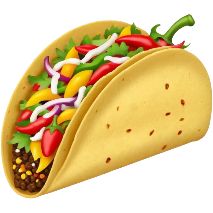 Mexican cuisine humanless avatar in bright style illustration. Taco with peppers, colorful palette, simple shapes, flat design, festive and bold. emoji