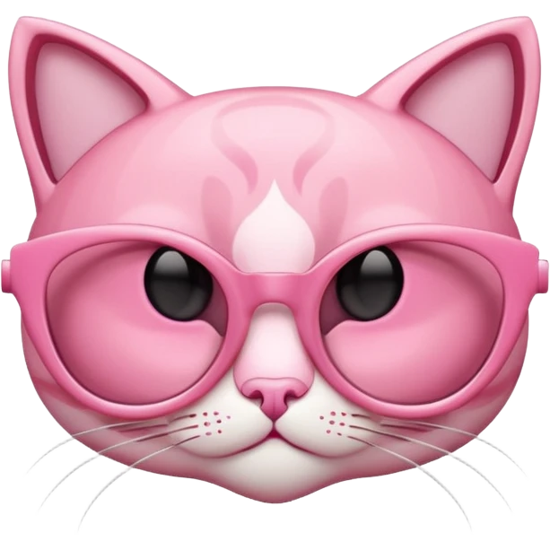 A 3D cartoon rose-pink cat-eye shaped spectacle, glossy curved frame, soft reflections, isolated on plain background. only glasses. emoji