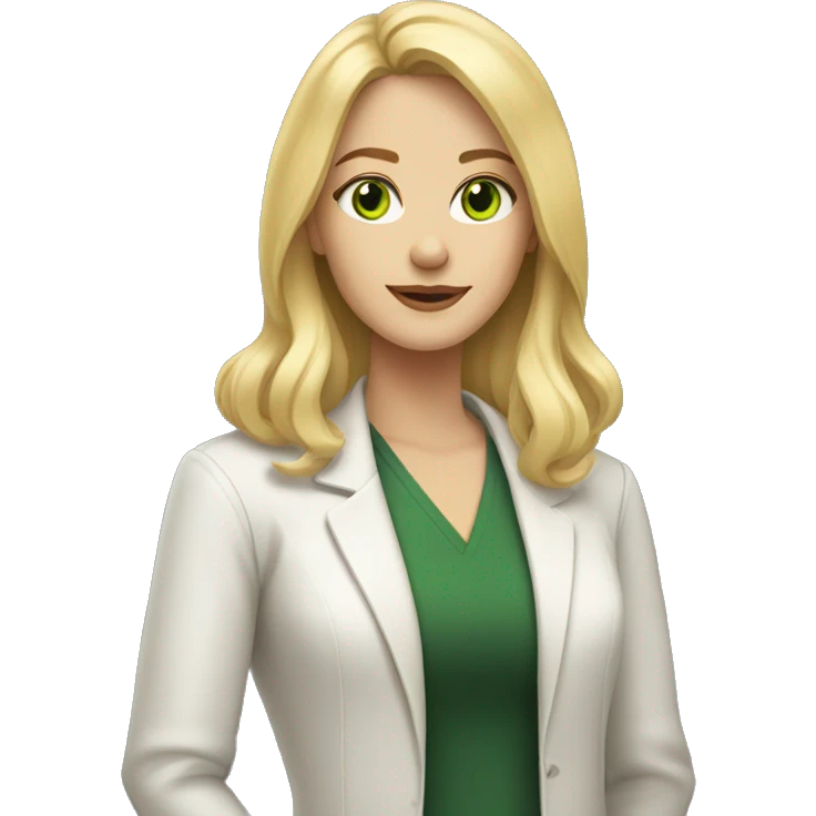 Woman with blonde shoulder length hair and green eyes holding a black Laborador  emoji