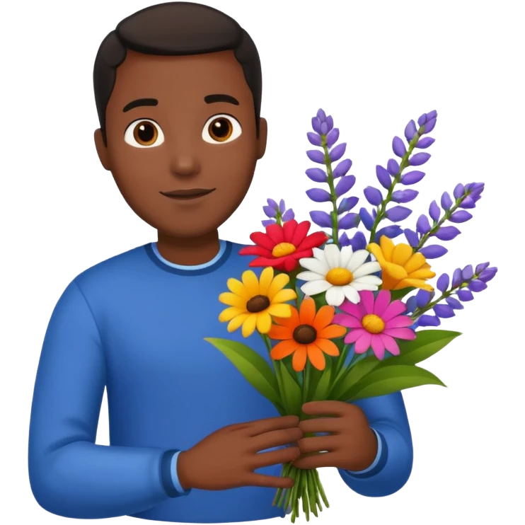 Black Male hand give a bogue of flowers emoji