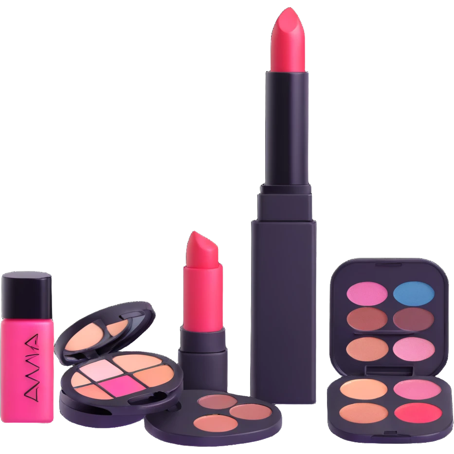 AVON makeup set with lipstick, eyeshadow palette, and mascara emoji
