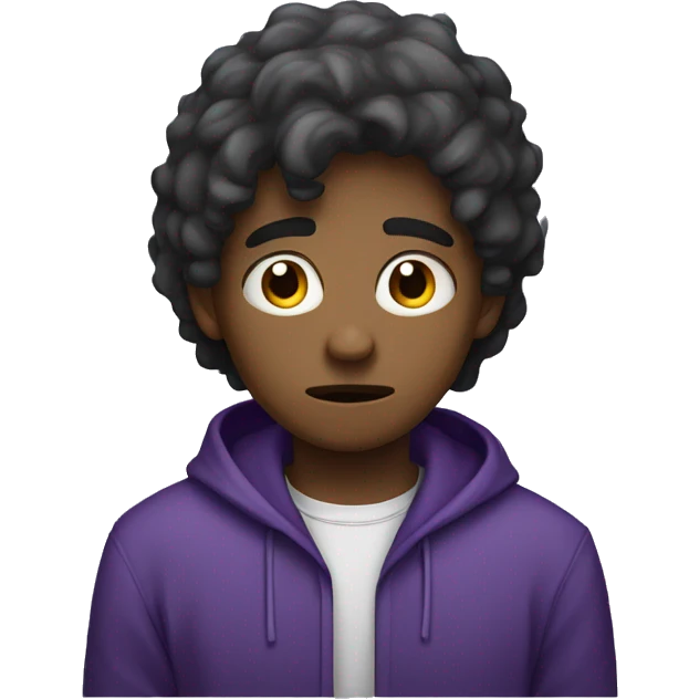 sad young guy with purple shir emoji