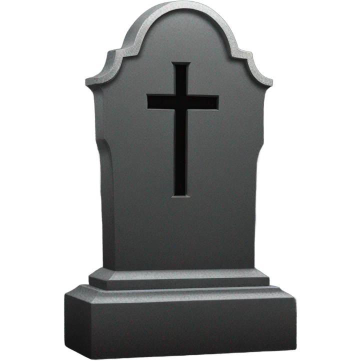 a black grave with the letters RIP on a silver  emoji