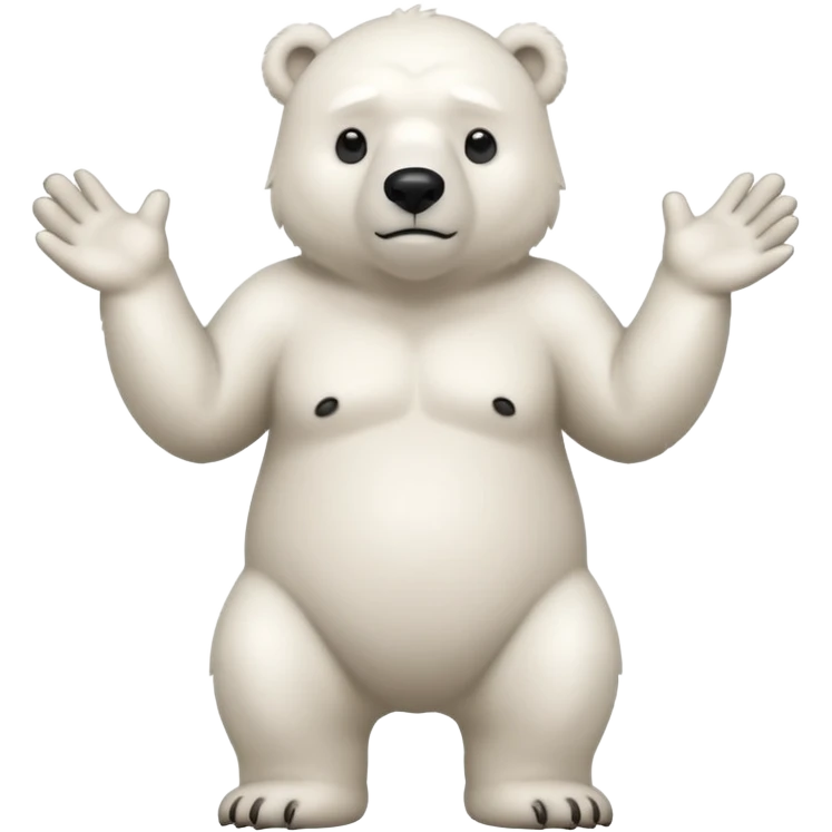 Make a humanoid polar bear shrugging looking doubtful, showing only from chest above, no legs emoji