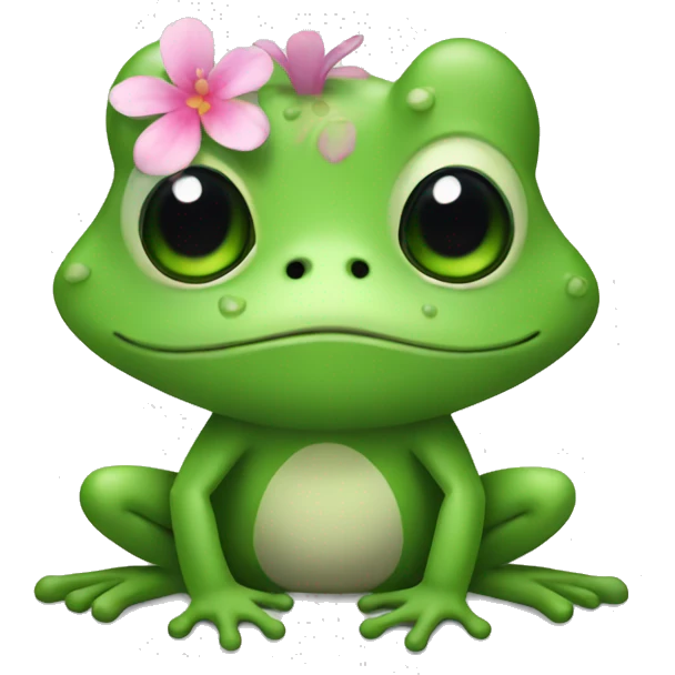little frog, green, flower emoji