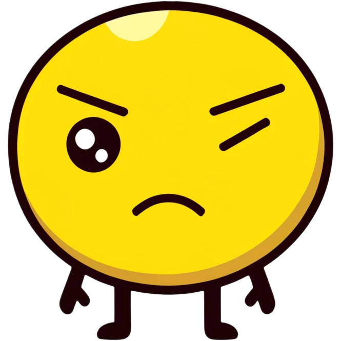 yellow face with one eye half-closed and the other open, confused and annoyed expression emoji