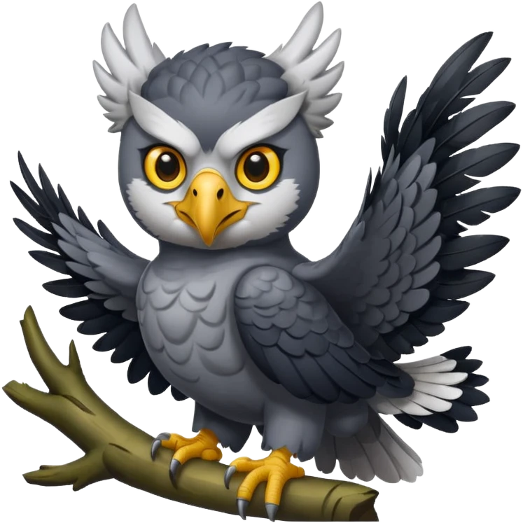 harpy eagle emoji style, simplified features, expressive face, perched, jungle background emoji