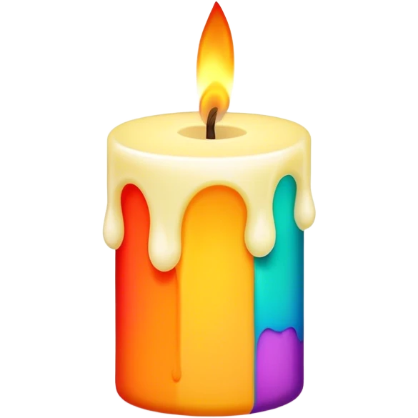 Candle making icon, candle with a wick, melting wax, colorful wax blocks, minimalistic style, clean lines, transparent background. emoji