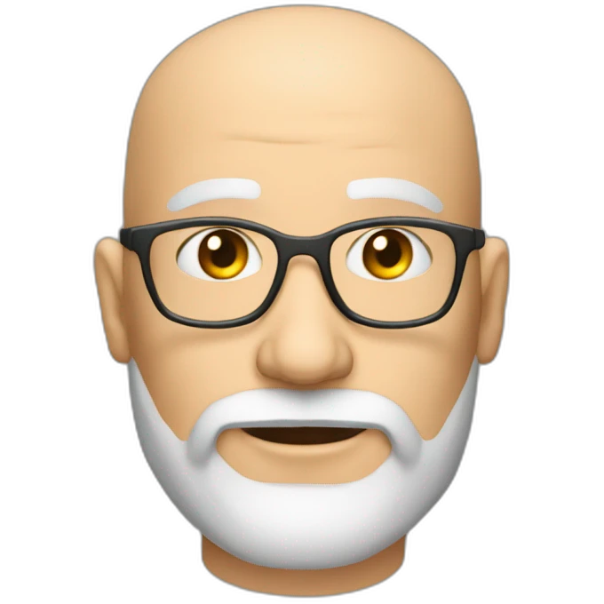 Senior 40 years old Mechanical designer bald, few bearded without lens emoji