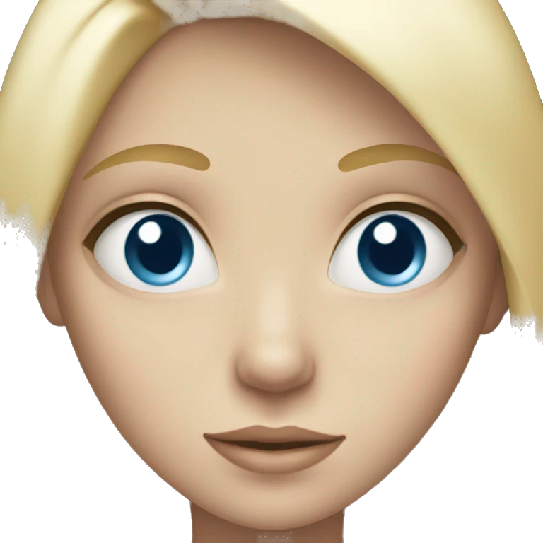 A girl whos blonde and has blue eyes holding a white heart  emoji