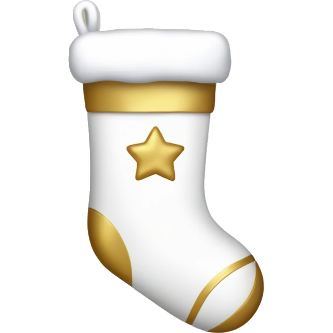 White and gold Christmas stocking  emoji
