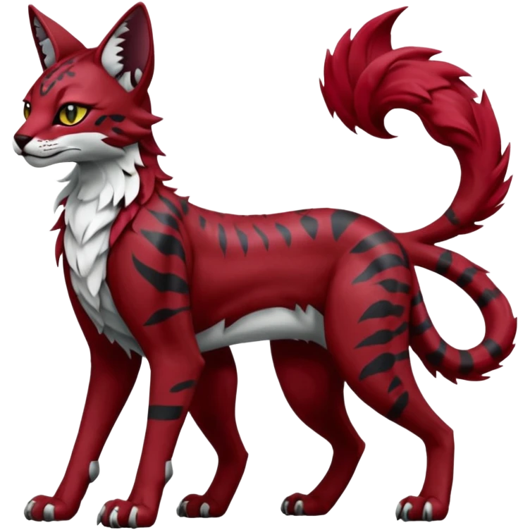 Epic complex knightly divine glorious futuristic detailed dark dusky gloomy deep gothic red, realistic Fakémon-Sprigatito-Floragato-Meowscarada-Trico-Sergal-Serval-Vernid-creature (full body) emoji