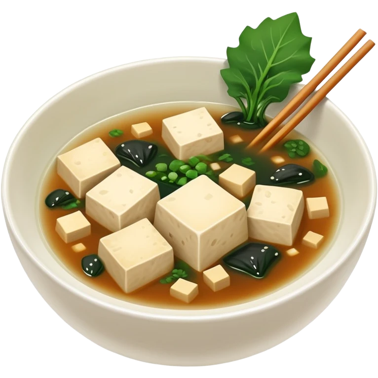 Miso soup with wakame and tofu  emoji