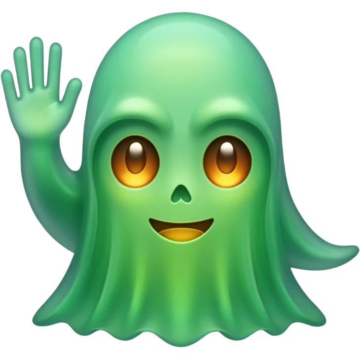 Green ghost floating playfully emoji