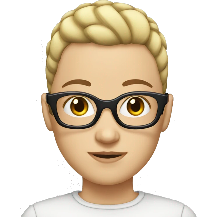 White girl with buzz cut and glasses is emoji