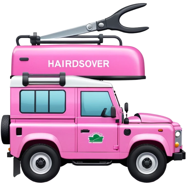 Pink Land Rover with HAIRDRESSER written on the side emoji