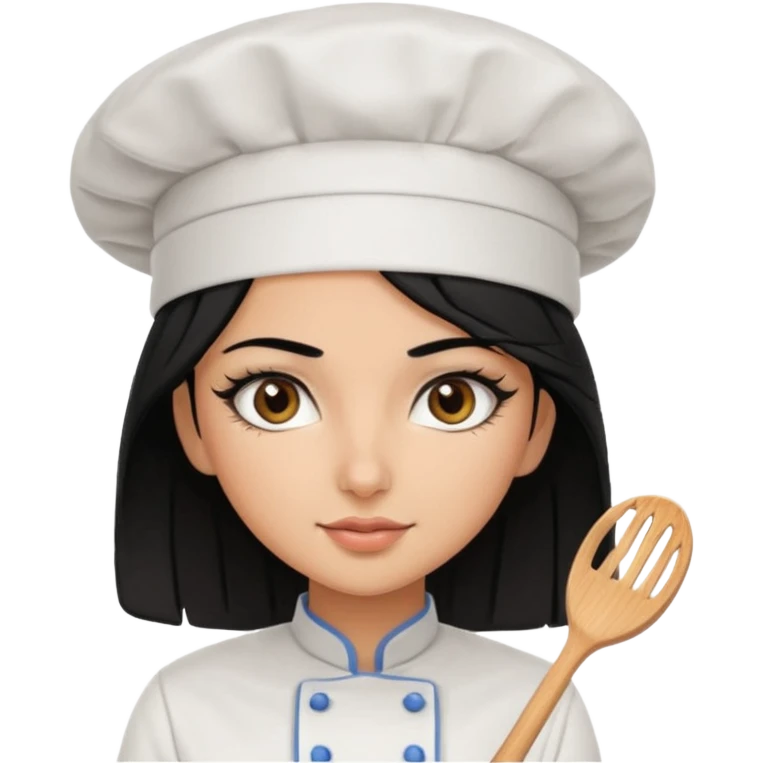 Create a persian girl, black hair, Middle Eastern with lashes  chef🧑‍🍳 emoji, barbie vibes tan skin black long hair with long lashes BADDIE VIBES long black hair and tanned skin dark brown eyes and longer baddie lashes emoji