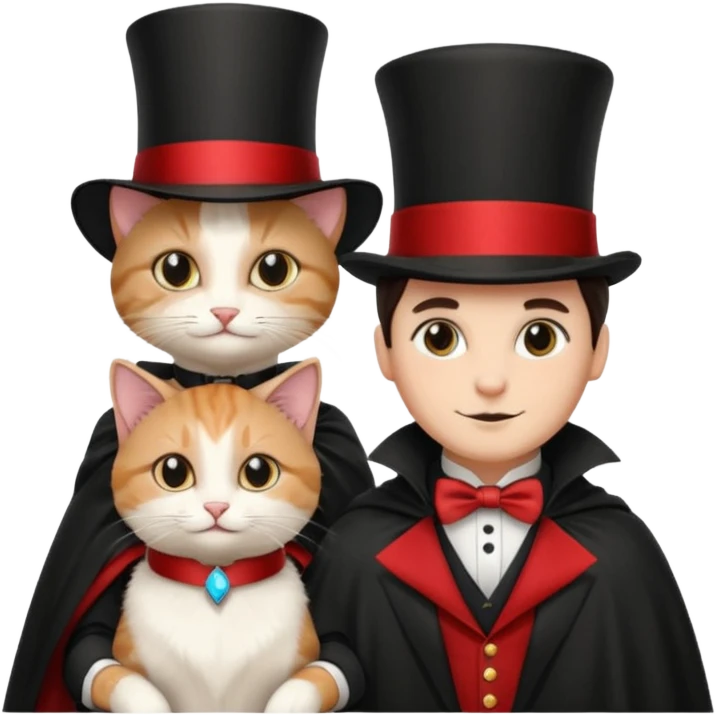 magician couple and their pet cat emoji