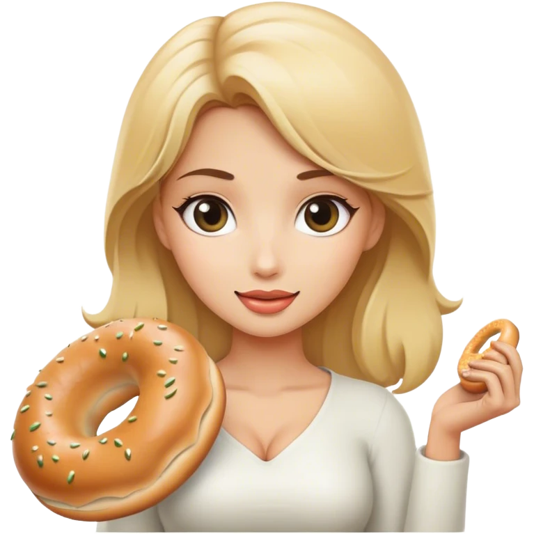 Blonde beauty with a bagel  emoji