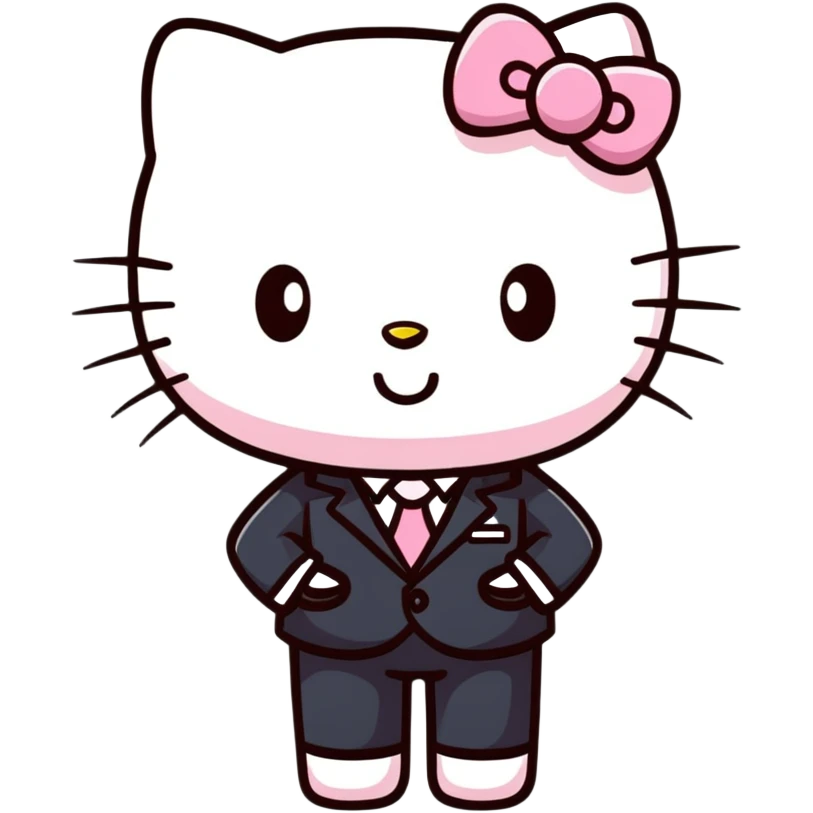 Hello Kitty in business attire working emoji