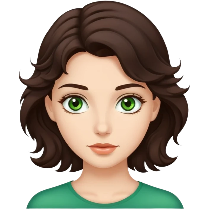 Beautiful girl with dark brown wavy hair and green eyes. Handsome guy with dark brown hair and brown eyes emoji
