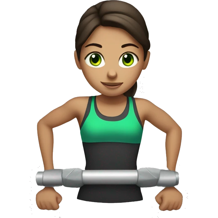 Brunette with green eyes girl working out  emoji