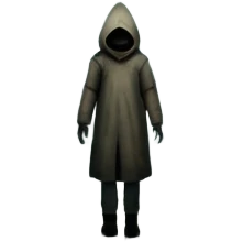 An icon representing a horror game, inspired by Silent Hill 2. The design features a foggy, eerie street with a shadowy figure in the distance. Creepy, dim lighting and dark, abandoned buildings set the tense atmosphere. Transparent background enhances the unsettling mood. emoji