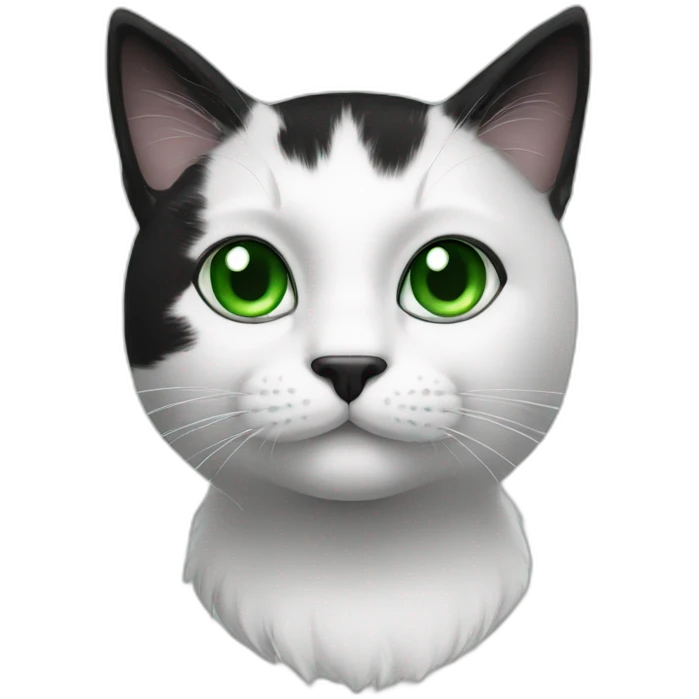 black and white cat green eyes emoji