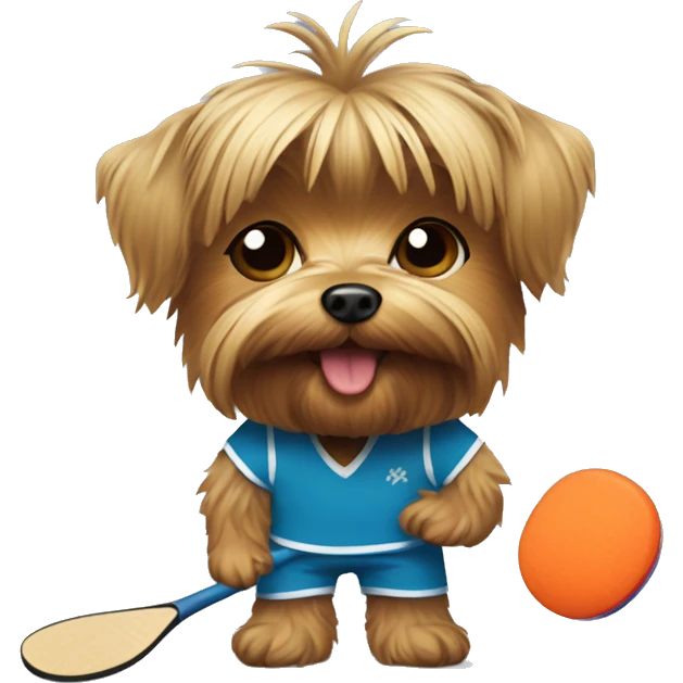 Yorkie playing pickleball emoji