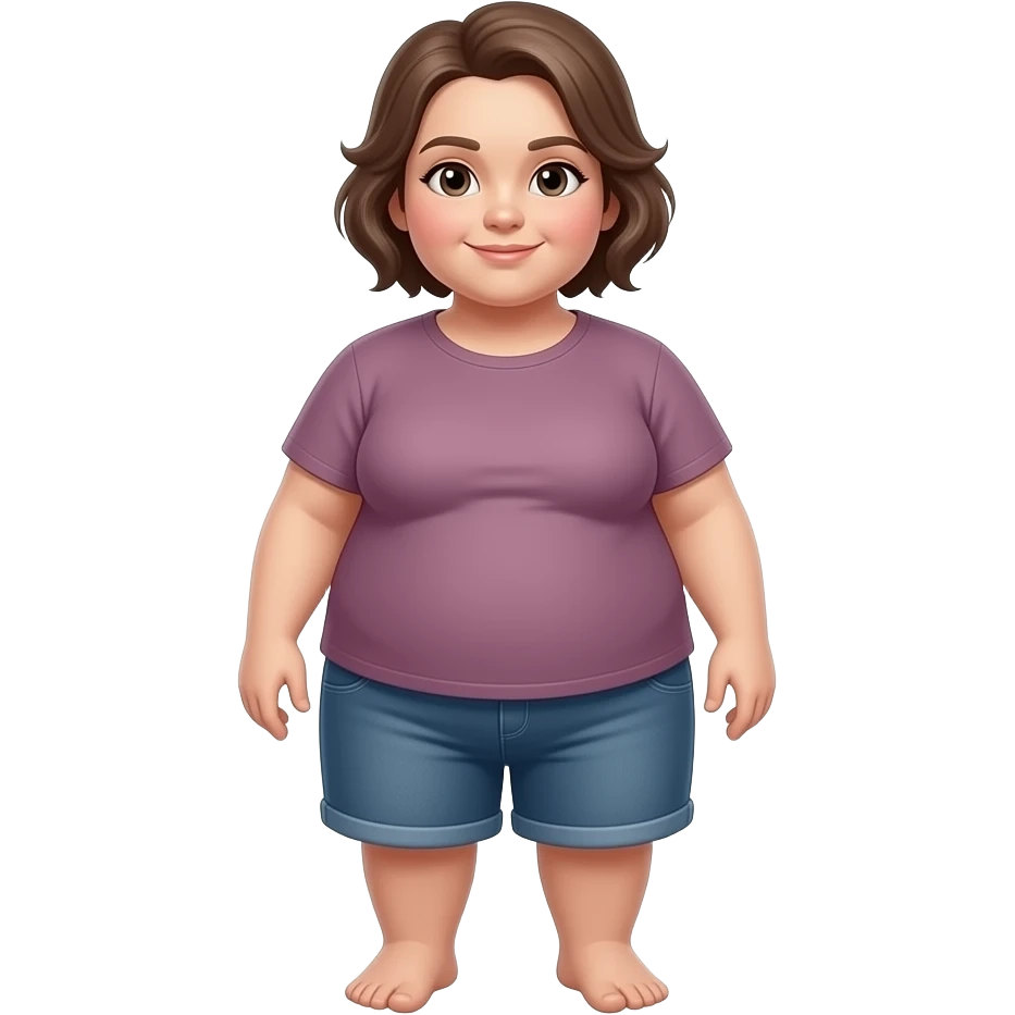 crea un emoji de una gorda no tan blanquita y con cabella corto y ondulado , si sale a cuerpo completo mejor emoji