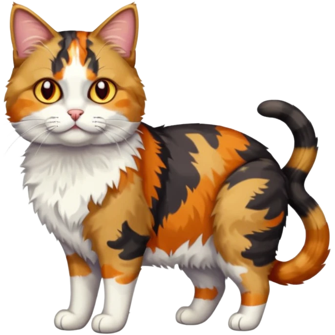 full body colourful light patched calico tabby cat with hazel eyes emoji