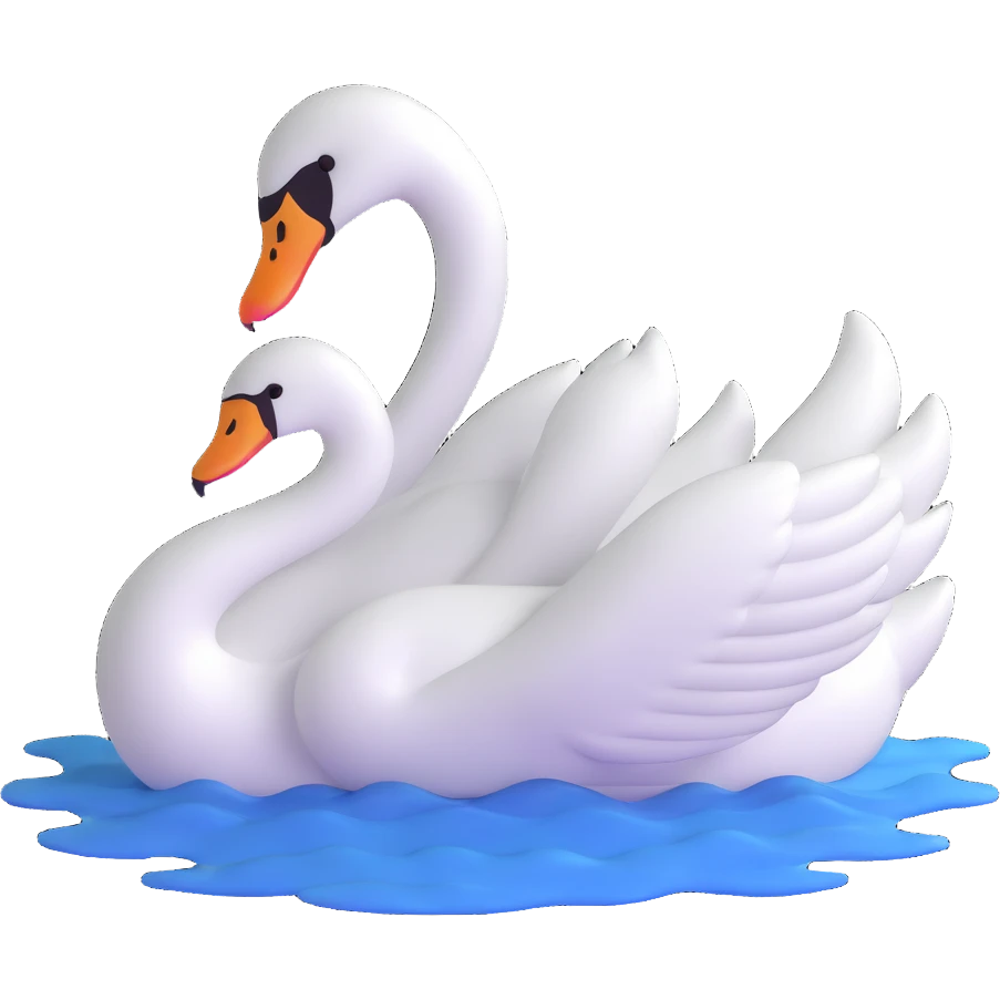 half white and half black swan emoji