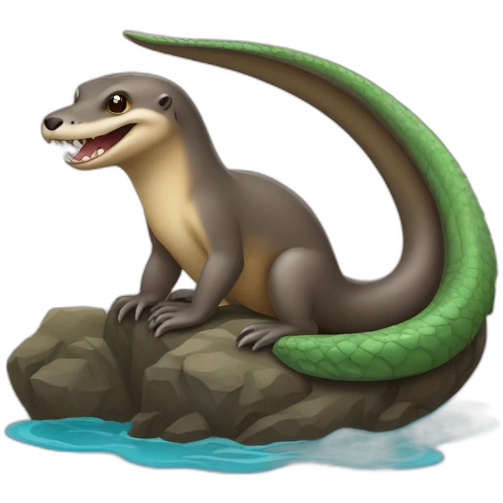 Loutre sur un dragon de komodo emoji