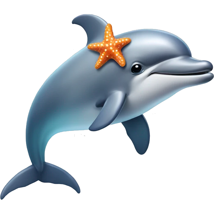 dolphin with a starfish on its head emoji