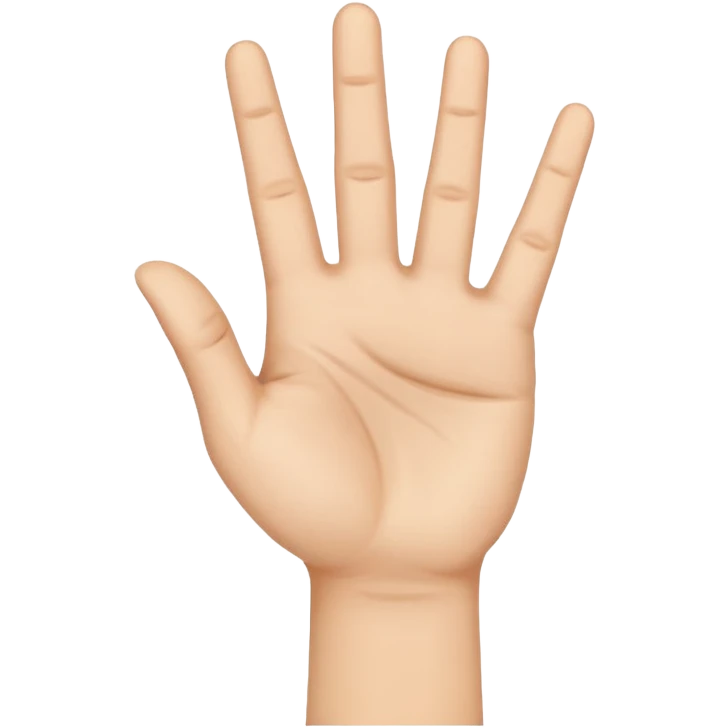 a hand with the palm facing the screen shows peace, but with the thumb, index and middle fingers emoji