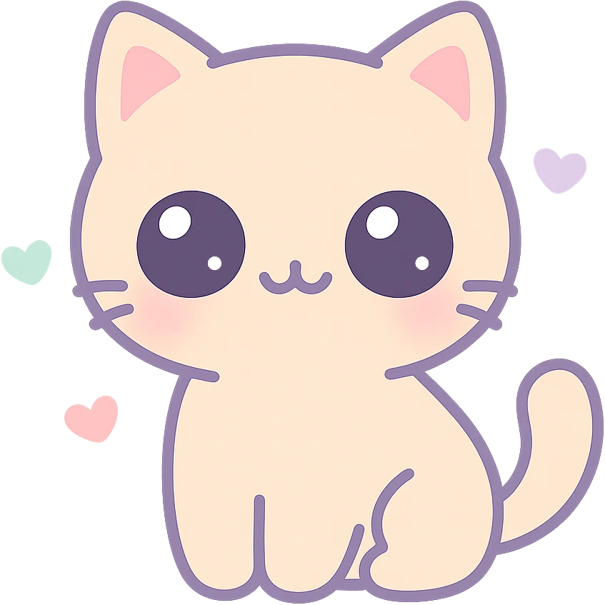 kawaii style cute cat with big eyes emoji