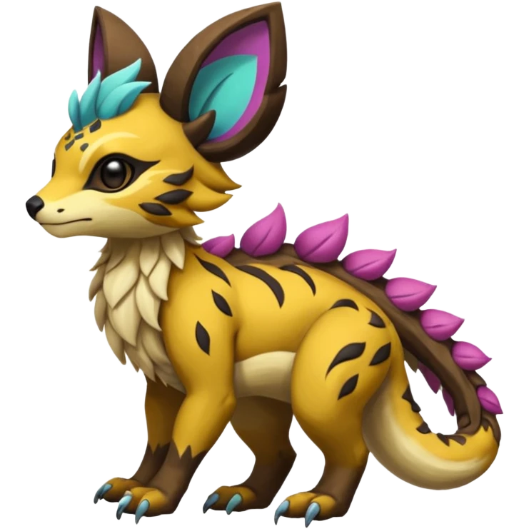 Rare realistic exotic cute epic pretty beautiful handsome gorgeous aesthetic colorful vibrant Vernid-Protogen-Primagen-Wickerbeast-species-Fakemon-creature by LiLaiRa, random markings, tufted ears, full body emoji
