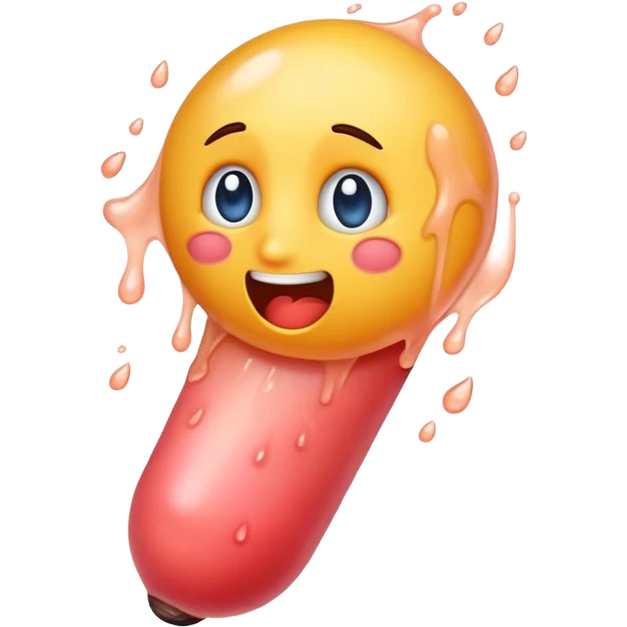 An emoji that blushes and sweats, with a huge exciting penis. emoji