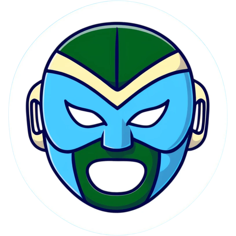 dark green, cream, and Carolina blue luchador mask emoji
