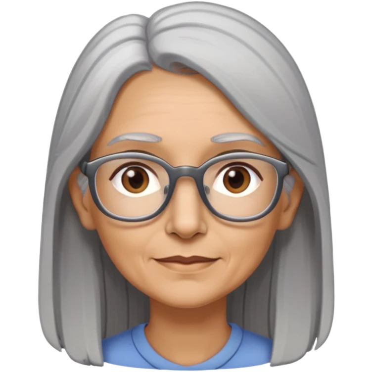 Mujer trigueña, pelo largo canoso, alta ,delgada, usa lentes. 55 años  , orejas pequeñas, ojos café, nariz recta, boca normal  emoji