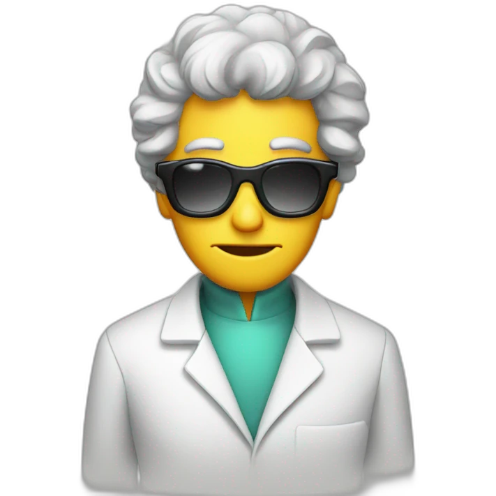 Evil scientist in lab wearing sunglasses emoji