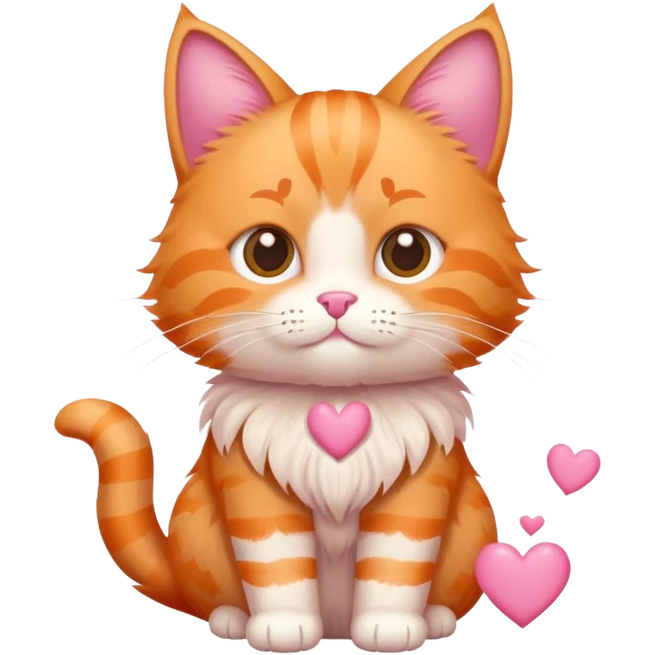 orange tabby cat with pink hearts emoji